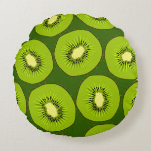 Kiwi-fruktskivor: mörk grönt. rund kudde
