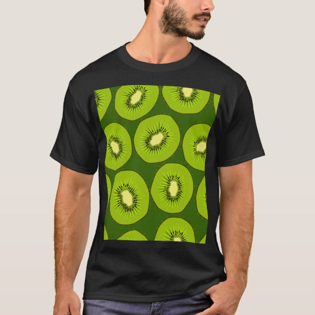 Kiwi-fruktskivor: mörk grönt. t shirt (Framsida)