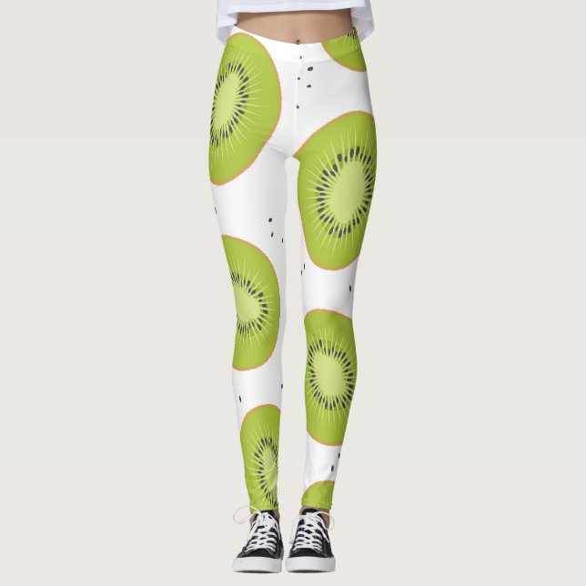 Kiwi-fruktskivor, sömlös illustration. leggings (Framsida)