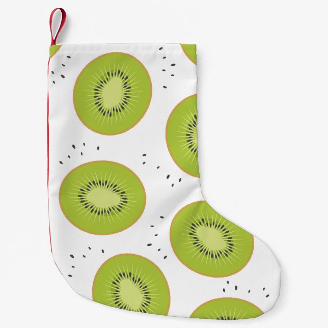 Kiwi-fruktskivor, sömlös illustration. liten julstrumpa (Framsidan)