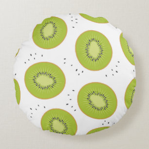 Kiwi-fruktskivor, sömlös illustration. rund kudde