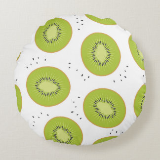 Kiwi-fruktskivor, sömlös illustration. rund kudde