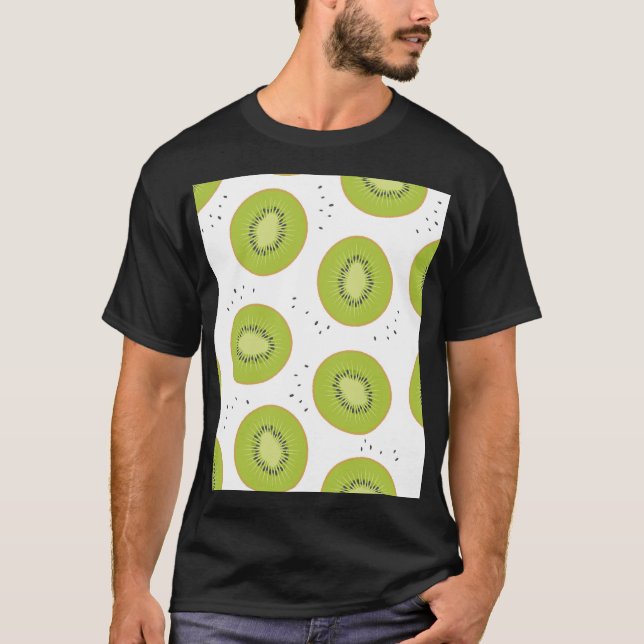 Kiwi-fruktskivor, sömlös illustration. t shirt (Framsida)