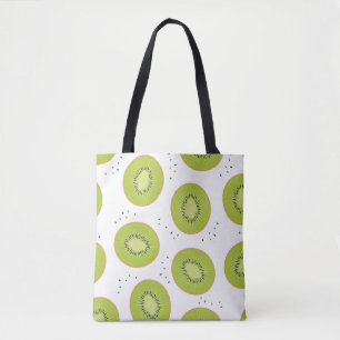 Kiwi-fruktskivor, sömlös illustration. tygkasse
