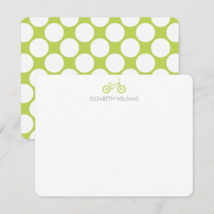 Kiwi Grönt Bicycle and Large Dots Note Cards Inbjudningar