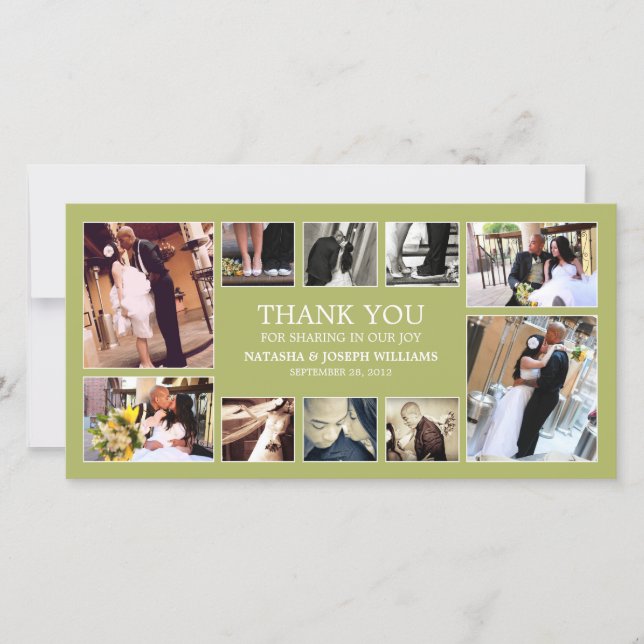 KIWI GRÖNT COLLAGE | BRÖLLOP TAANK DIG CARD TACK KORT (Framsida)