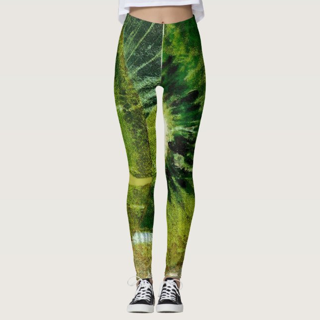 Kiwi Grönt Tie Dye New Leggings (Framsida)