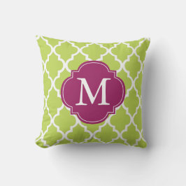 Kiwi-Grönten Monogrammed Quatrefolie Kudde