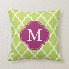 Kiwi-Grönten Monogrammed Quatrefolie Kudde