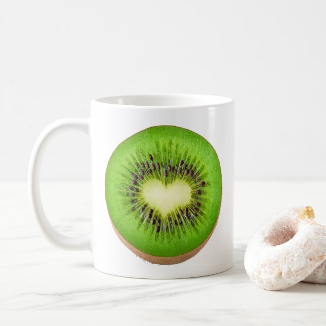 Kiwi hjärta kaffemugg (Med munk)