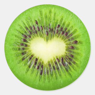 Kiwi hjärta runt klistermärke