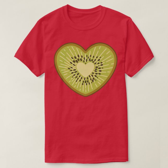 Kiwi Hjärtformade Vegan Kiwifrukt Kiwi Älskare T Shirt (Design framsida)