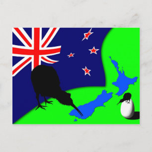 Kiwi Land, Kiwi Bird & Egg/Nya Zeeland Vykort