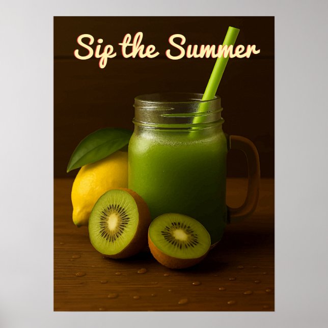 Kiwi & Lemon Juice - Sommerfärsk frukt Poster (Framsidan)
