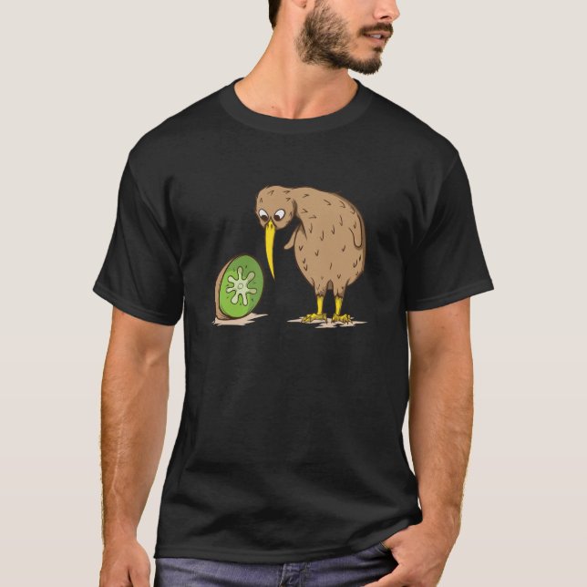 Kiwi Neuseeland flugunfähig Vogel Kiwifrucht T Shirt (Framsida)