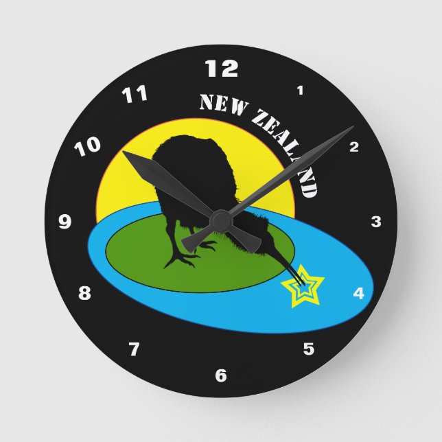 Kiwi - Nya Zeeland Bird & Bro Travel (klocka) Rund Klocka (Framsida)