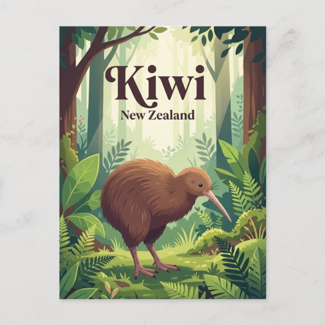 Kiwi, Nya Zeeland Vykort (Framsida)