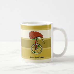 Kiwi Riding A Unicycle Funny Illustration Kaffemugg