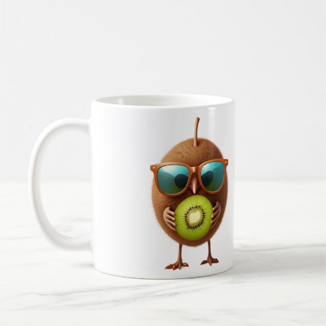 Kiwi Roligt Cheerful Vacation Tropical Drink Fruit Kaffemugg (Vänster)