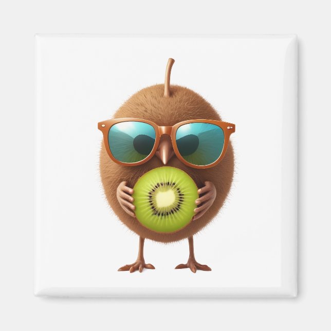 Kiwi Roligt Cheerful Vacation Tropical Drink Fruit Magnet (Framsidan)
