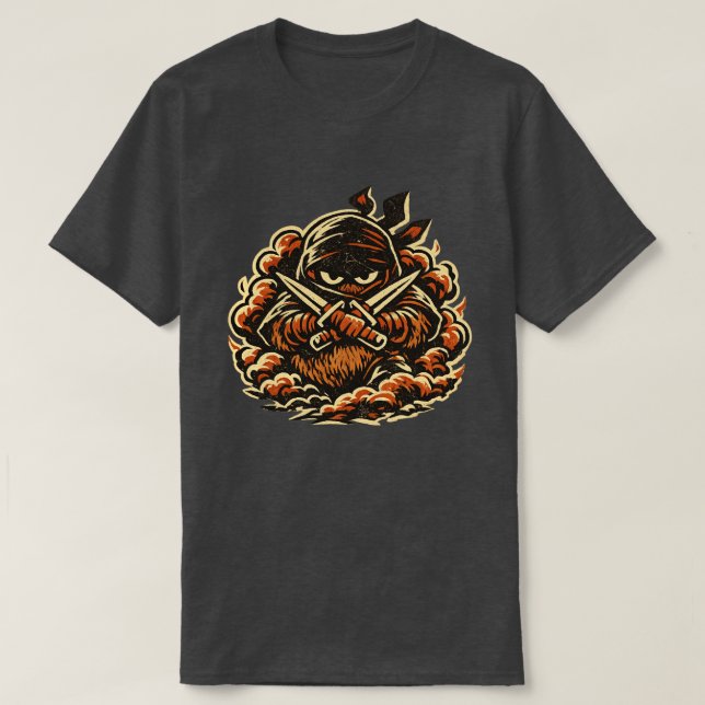 Kiwi Shadow Ninja — Roligt frukt Dunkel Ninja Vint T Shirt (Design framsida)