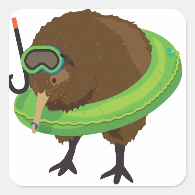 Kiwi Simile Bok Characters Fyrkantigt Klistermärke (Framsida)