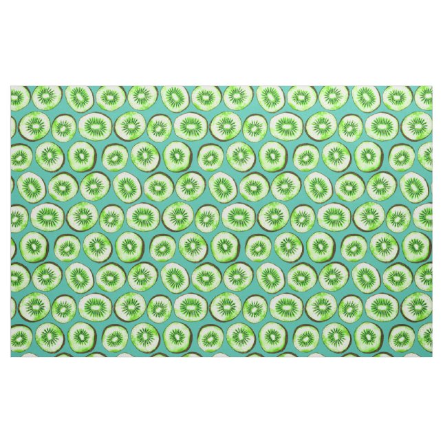 Kiwi-skivor på turkos tyg (Fat Quarter)