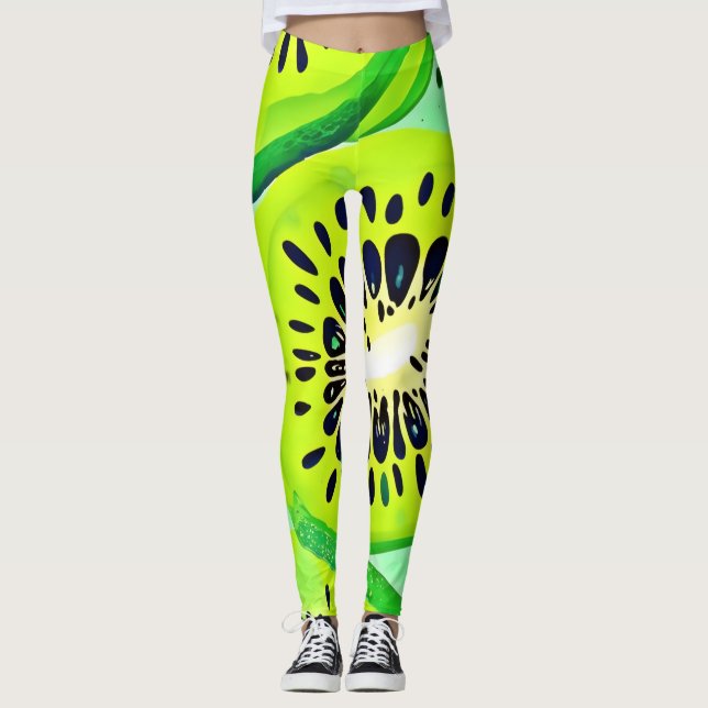 Kiwi-skivor: Vibrant och färsk Leggings (Framsida)