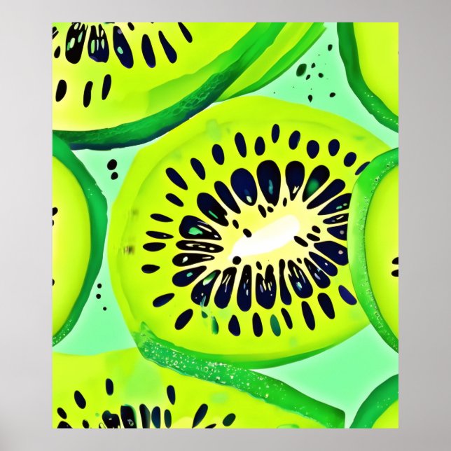 Kiwi-skivor: Vibrant och färsk Poster (Framsidan)