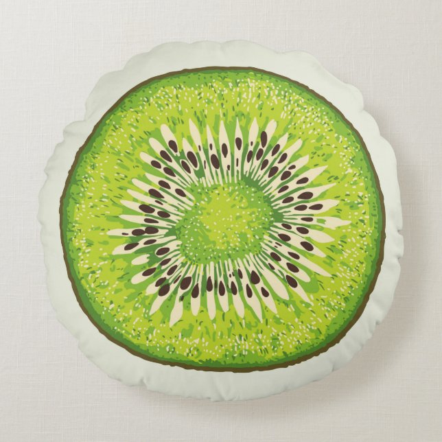 Kiwi Slice illustration mönster Rund Kudde (Framsidan)