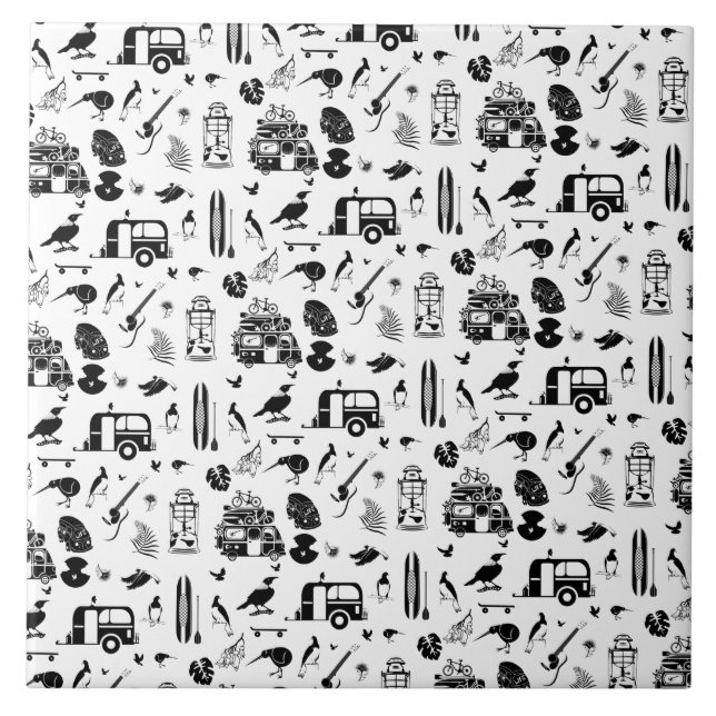 kiwi sommar mönster TRANS Kakelplatta (Framsidan)