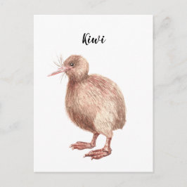 Kiwi vattenfärgsmålat fågelkort. vykort