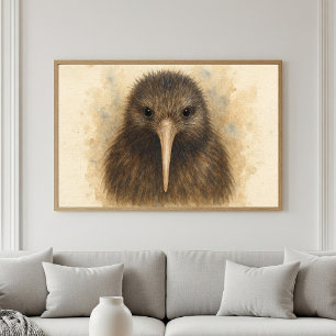 Kiwi Watercolor Porträtt Poster