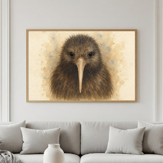 Kiwi Watercolor Porträtt Poster