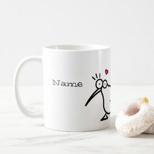 Kiwien kopplar ihop kaffemugg