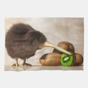 Kiwifågel och Kiwifruit Kökshandduk
