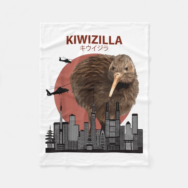 Kiwizilla Funny Kiwi _ New Zealand Bird Lovers Gif Fleecefilt (Framsidan)