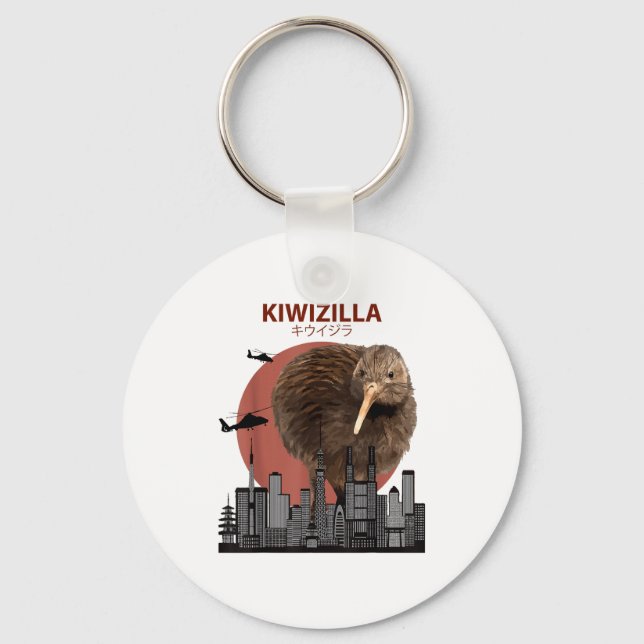 Kiwizilla Funny Kiwi _ New Zealand Bird Lovers Gif Nyckelring (Framsida)