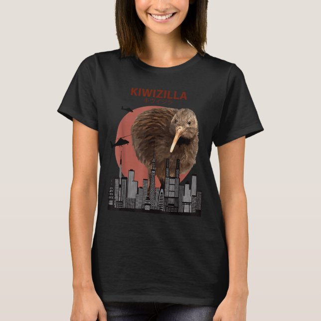 Kiwizilla Funny Kiwi _ New Zealand Bird Lovers Gif T Shirt (Framsida)