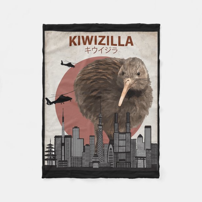 Kiwizilla Funny Kiwi New Zealand Bird Lovers Gift  Fleecefilt (Framsidan)
