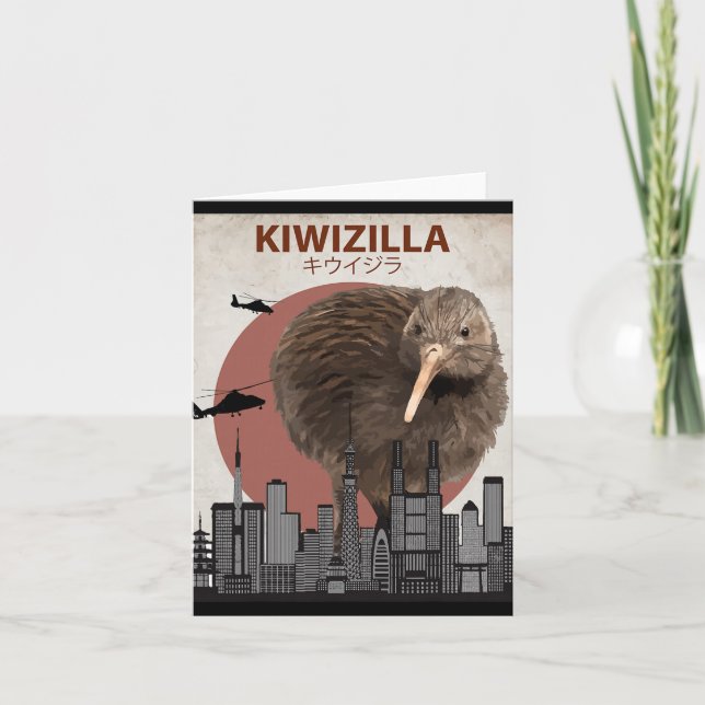 Kiwizilla Funny Kiwi New Zealand Bird Lovers Gift  Kort (Framsida)