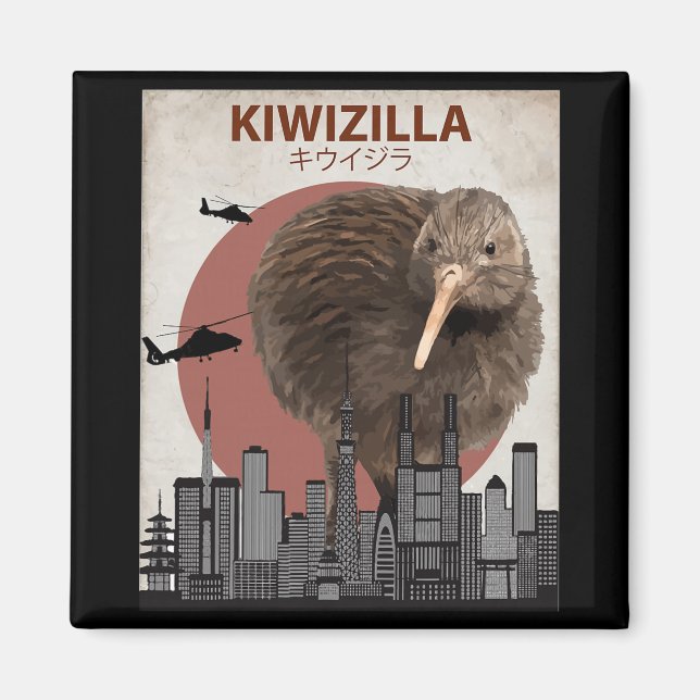 Kiwizilla Funny Kiwi New Zealand Bird Lovers Gift  Magnet (Framsidan)