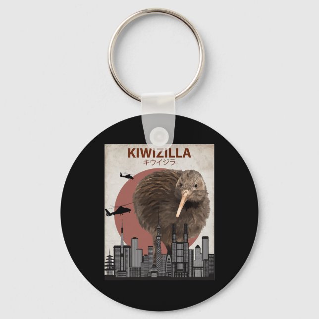 Kiwizilla Funny Kiwi New Zealand Bird Lovers Gift  Nyckelring (Framsida)
