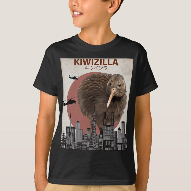 Kiwizilla Funny Kiwi New Zealand Bird Lovers Gift  T Shirt (Framsida)