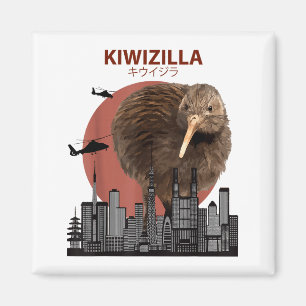 Kiwizilla Rolig Kiwi _ Nya Zeeland Fågelälskare Gi Magnet