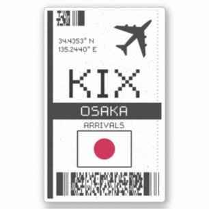 KIX Osaka Boarding Pass - Japan Klistermärken