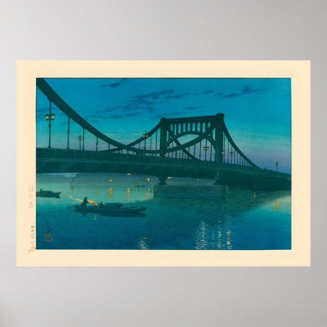 Kiyosu Bridge av Kawase Hasui Poster (Framsidan)