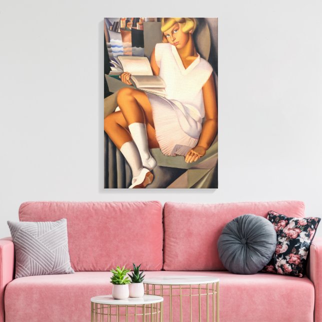 Kizette en Rose | Tamara de Lempicka | Canvastryck (Insitu (Vardagsrum))