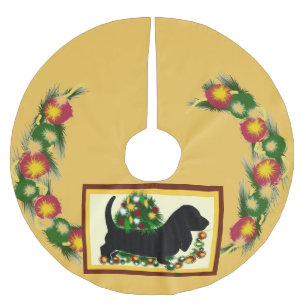 Kjol för Bassetthund~Tree Julgransmatta Borstad Polyester