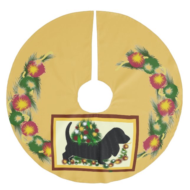 Kjol för Bassetthund~Tree Julgransmatta Borstad Polyester (Framsidan)